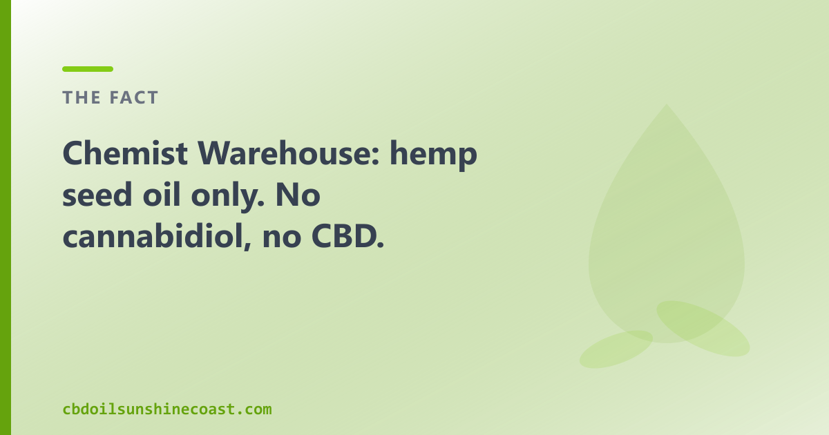 Chemist Warehouse stocks hemp seed oil, not cannabidiol