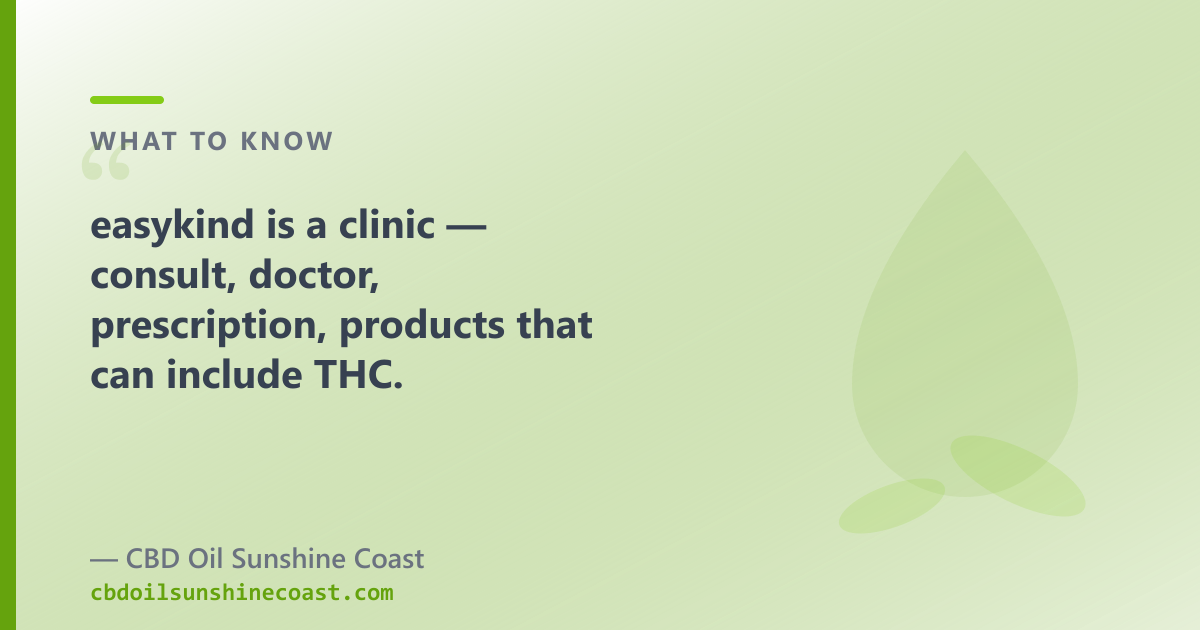 easykind is a telehealth clinic for prescription medical cannabis; OTC CBD oil is a different product