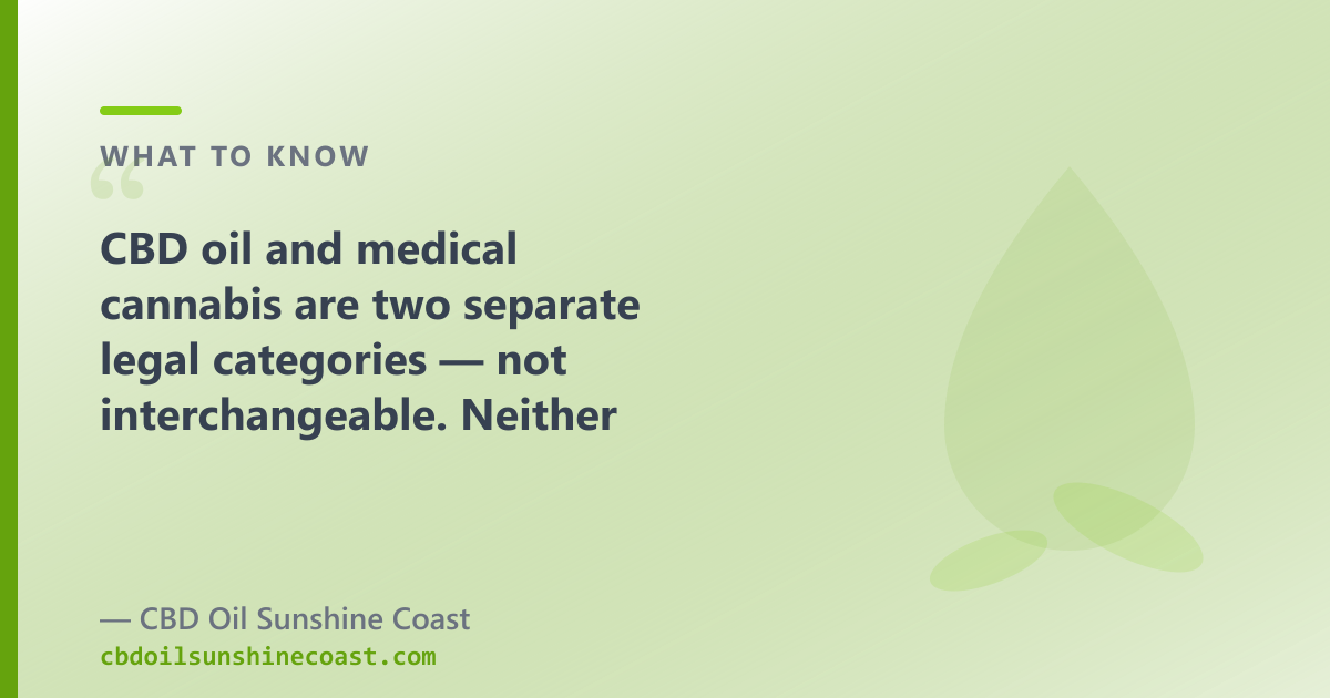 CBD oil and medical cannabis are two separate legal categories — not interchangeable.