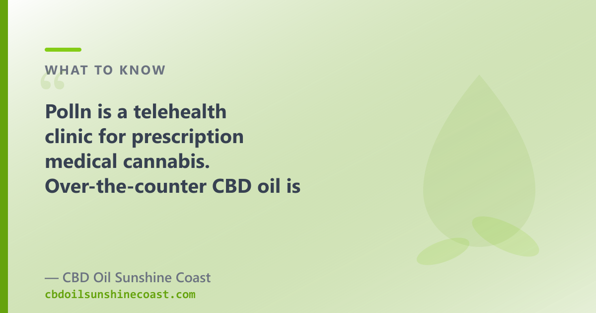 The clinic model (Polln) and the OTC shop (CBD Oil Sunshine Coast) are separate pathways for Sunshine Coast buyers